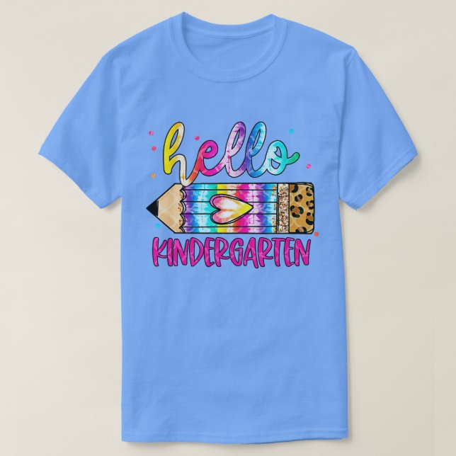 Hej Kindergarten Leopard Tie Dye Pencil Cu T Shirt (Design framsida)