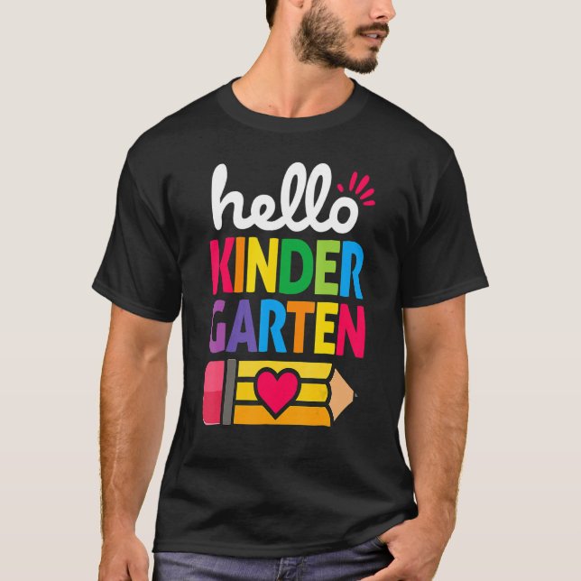 Hej Kindergarten Pencil Lärare och Student tillbak T Shirt (Framsida)