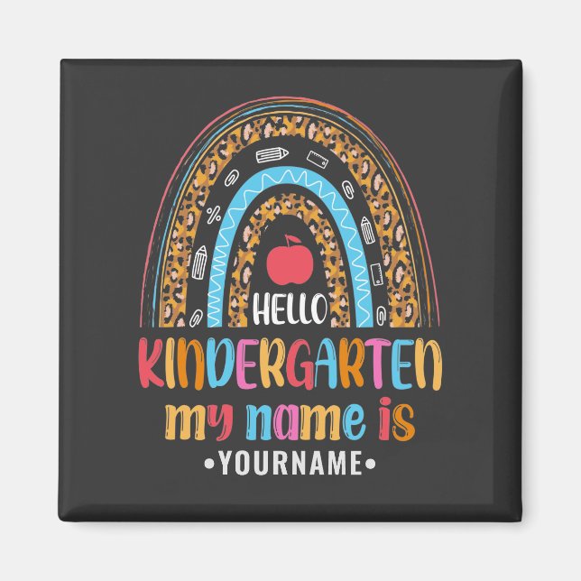 Hej Kindergarten Rainbow Första skoldagen Magnet (Framsidan)