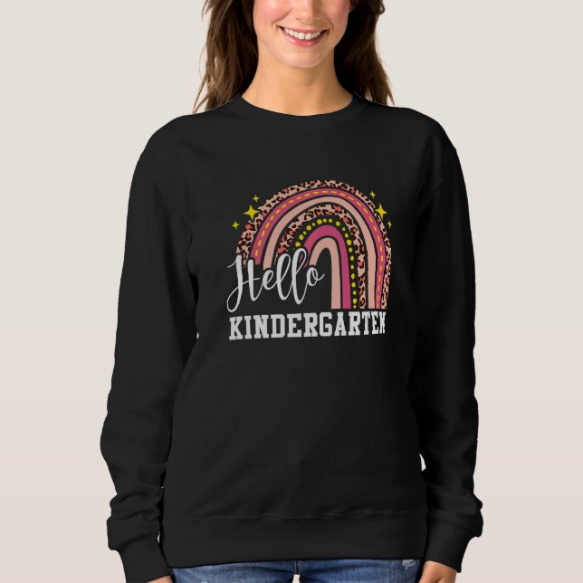 Hej Kindergarten Rainbow Leopard Back to school T Shirt (Framsida)