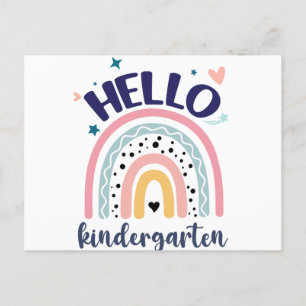 Hej Kindergarten Retro Rainbow för lärare Vykort
