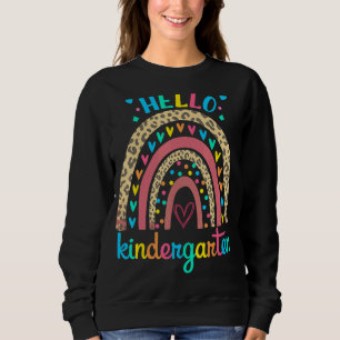 Hej Kindergarten Retro Rainbow Heart för lärare T Shirt