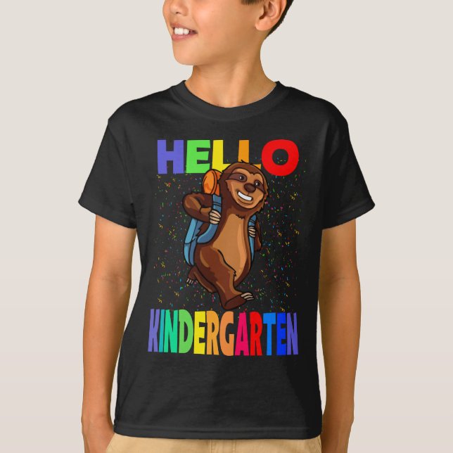 Hej Kindergarten Sloth Back to school T Shirt (Framsida)