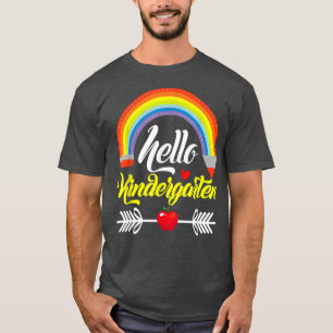 Hej Kindergarten Teacher Rainbow Kinder tillbaka t Shirt