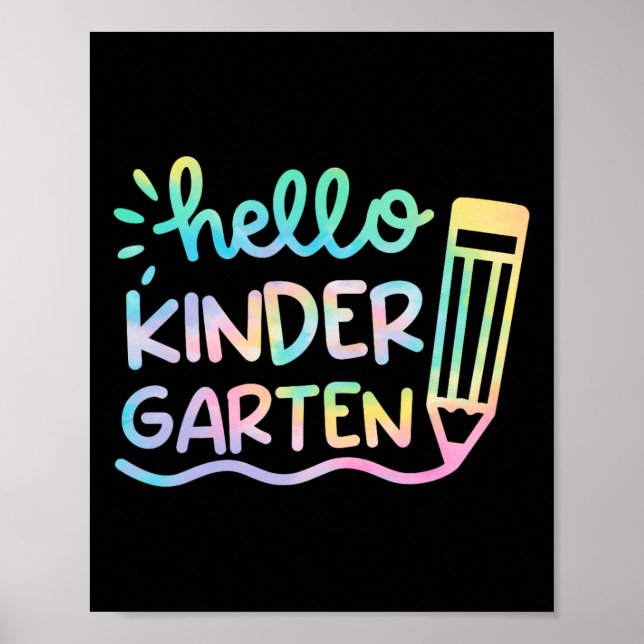 Hej Kindergarten Tie Dye Lärare Kids tillbaka till Poster (Framsidan)
