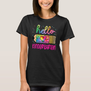 Hej Kindergarten Tie Dye Pencil Lycklig First Scho T Shirt