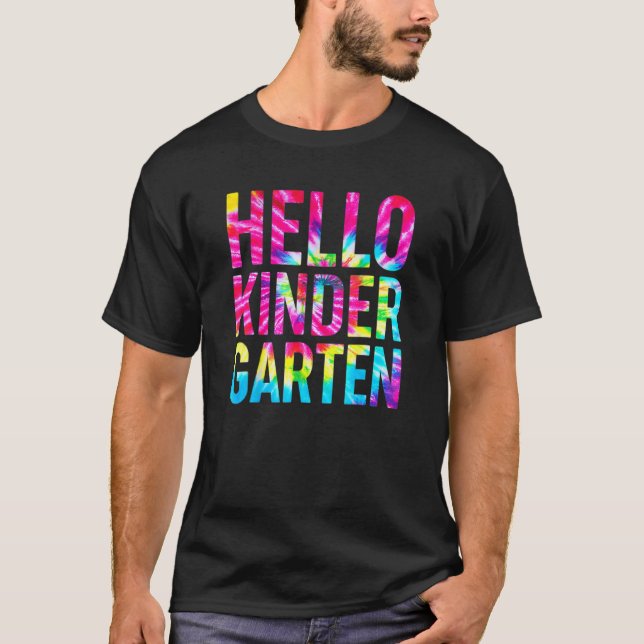 Hej Kindergraten Tie Dye Teacher Student tillbaka  T Shirt (Framsida)