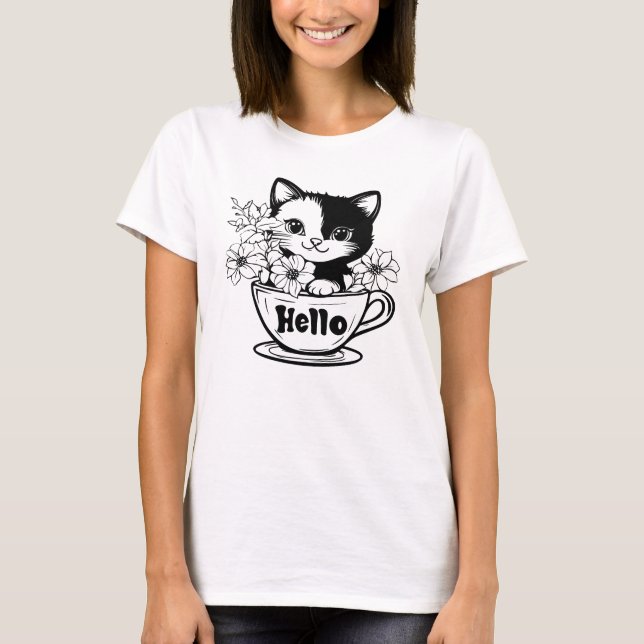 Hej, Kittens Kopp Flower T Shirt (Framsida)