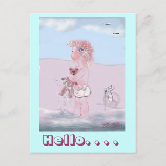 Hej - kleine Süße + Teddy postkarte Vykort