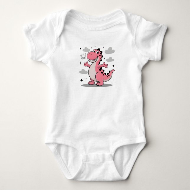 Hej Kompis Barn Rosa Dinosaurie T-Shirt (Framsida)