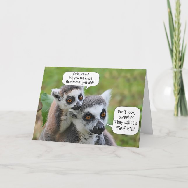 Hej-kort | Cute Funny Animal Humor Selfie Joke Kort (Framsida)
