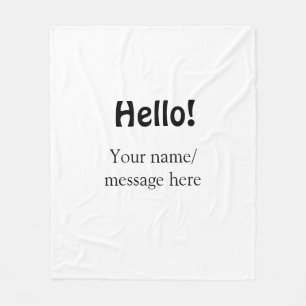 Hej lägg till namn-meddelande - minimalt affärsobj fleecefilt