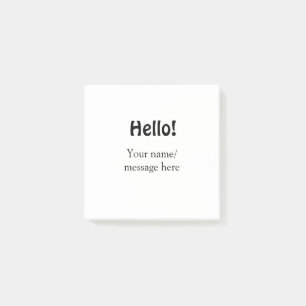Hej lägg till namn-meddelande - minimalt affärsobj post-it block