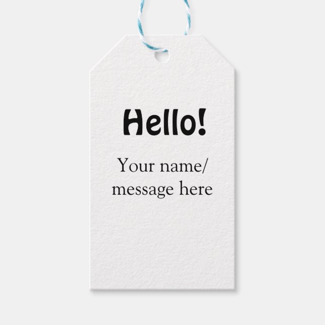 Hej lägg till namn-meddelande - minimalt affärsobj presentetikett (Framsidan)