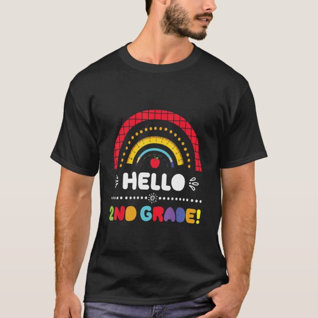 Hej Lärare i andra Klass Rainbow Back to school T Shirt (Framsida)