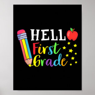 Hej lärare i första klass elev tillbaka till skola poster