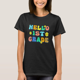 Hej lärare i första klass Groovy Vintage Tillbaka  T Shirt