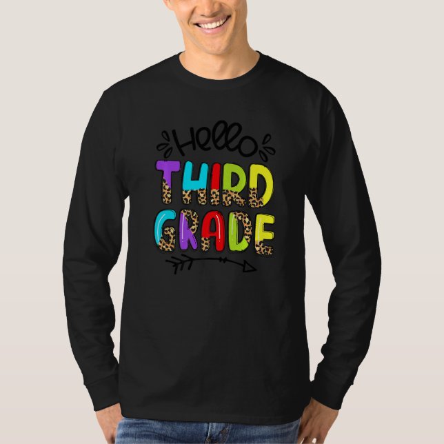 Hej Lärare i tredje Klass Leopard Back to school T Shirt (Framsida)