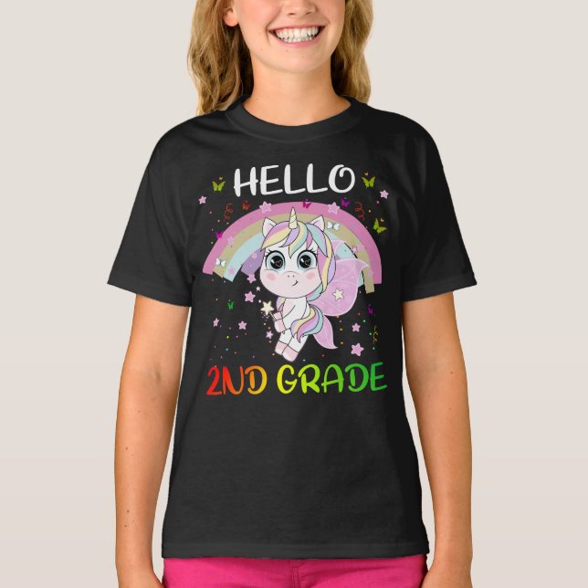 Hej Lärarteamet Student Unicorn i andra Klass T Shirt (Framsida)