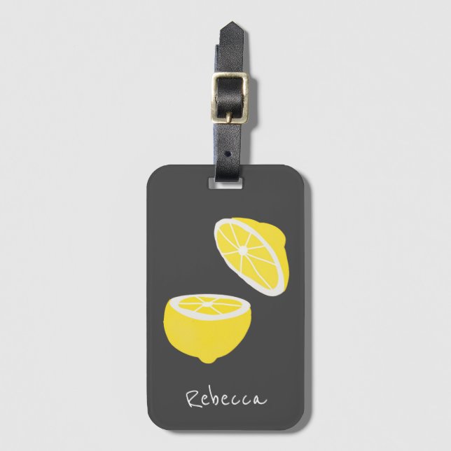 Hej Lemon modern gult-frukt Bagagebricka (Framsida vertikal)