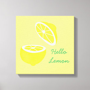 Hej Lemon modern gult-frukt Canvastryck