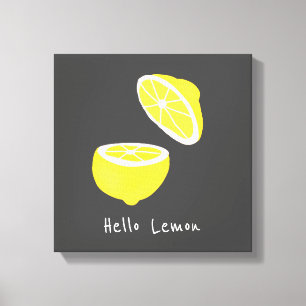 Hej Lemon modern gult-frukt Canvastryck
