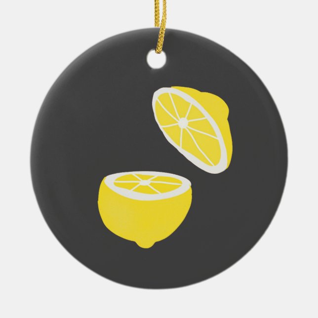 Hej Lemon modern gult-frukt Julgransprydnad Keramik (Framsidan)