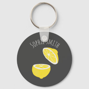 Hej Lemon modern gult-frukt Nyckelring