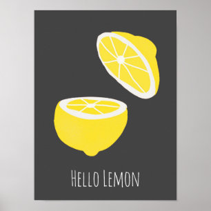 Hej Lemon modern gult-frukt Poster