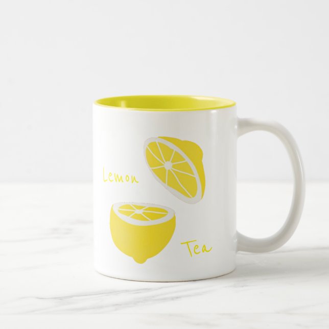 Hej Lemon modern gult-frukt Två-Tonad Mugg (Höger)