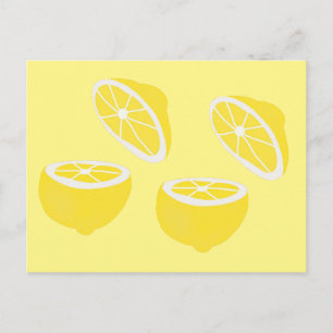 Hej Lemon modern gult-frukt Vykort