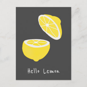 Hej Lemon modern gult-frukt Vykort