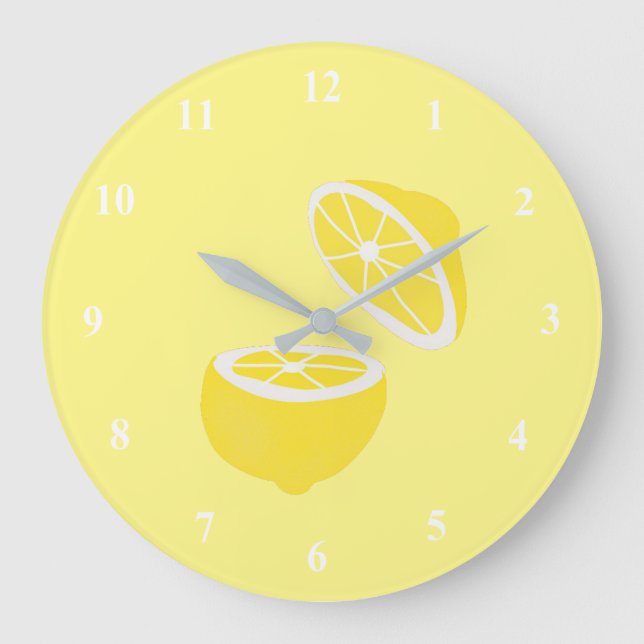 Hej Lemon modern gult Stor Klocka (Framsida)