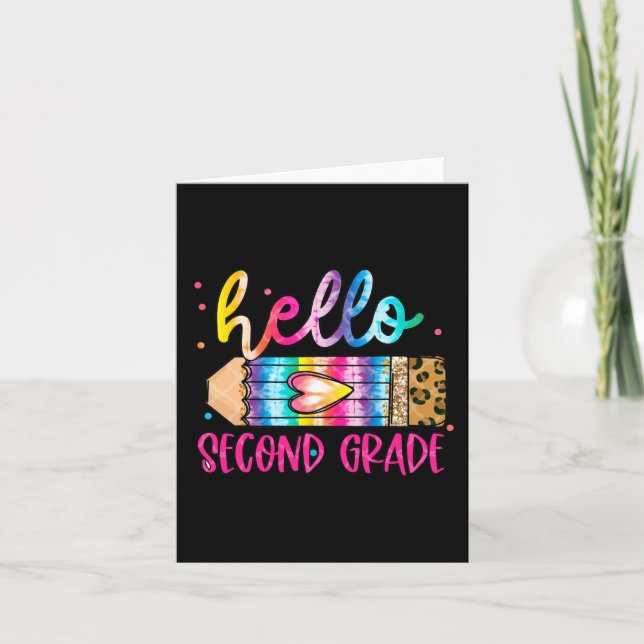 Hej Leopard Tie Dye Pencil Cute Klass Te Kort (Framsida)