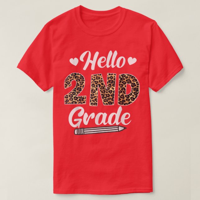 Hej Leopardlärare i andra Klass Back to school T Shirt (Design framsida)