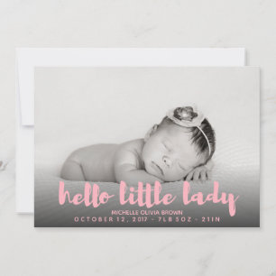 Hej lilla baby rosa Fotofödelsemeddelande Meddelande