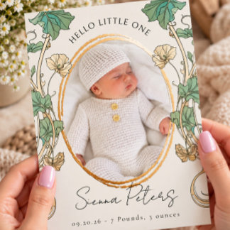 Hej lilla en | Botanisk nyfödd baby Meddelande