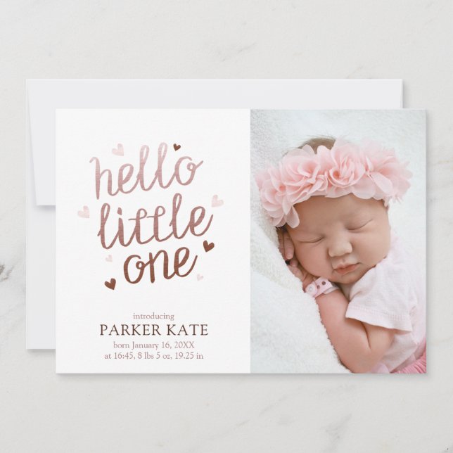 Hej lilla en Rose Gold Rosa Fotokollage Meddelande (Framsida)