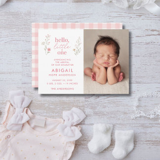 Hej Lilla En Vildblomma Foto Baby Födelse Meddelande