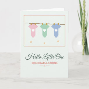 Hej Lilla Ett Baby Klädstreck Ny Baby Kort