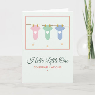 Hej Lilla Ett Baby Klädstreck Ny Baby Kort