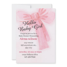 Hej lilla flicka |Vattenfärg Bebis Shower Inbjudan
