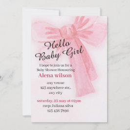 Hej lilla flicka |Vattenfärg Bebis Shower Inbjudan