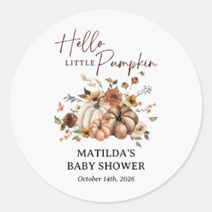 Hej Lilla Pumpa Höst Baby Shower Runt Klistermärke