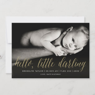 Hej Little Darling Guld Script Chic Photo Birth Meddelande