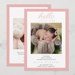 Hej Little One - 2 Photo Flicka Rosa Birance Meddelande