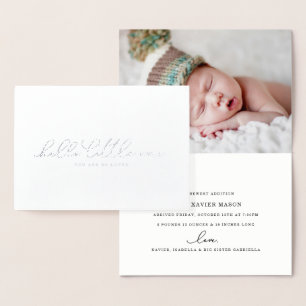Hej Little One Birth Notice (Real Foil) Folierat Kort