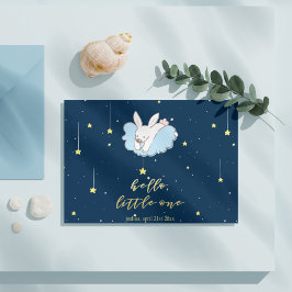 Hej Little One! Cute Bunny på ett moln - Nyfödd be Vykort