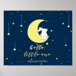 Hej Little One - Cute Bunny på Måne Nursery Poster