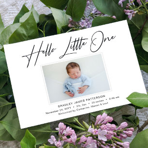 Hej Little One Elegant Script Photo Birth Meddelande